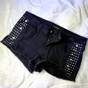 Forever 21 Black Distressed Rhinestone Shorts